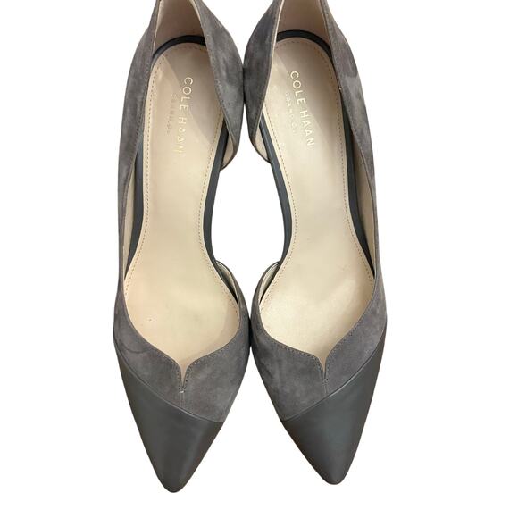 Cole Haan Grey Suede and Leather D’Orsay Heels 8 - Picture 2 of 9